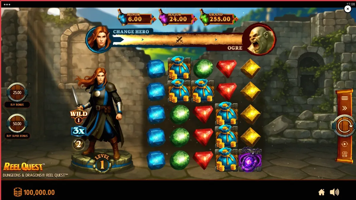 Dungeons & Dragons Reel Quest slot game interface